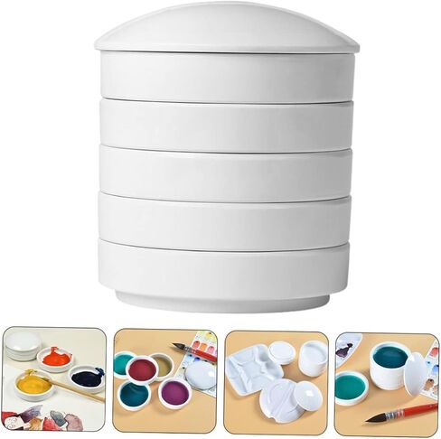 Five-Layer Ceramic Ink Dish Lid Color Mixing Tray for Artists Sturdy Porcelain Palette for Watercolor and Gouache Painting in Saudi Arabia
