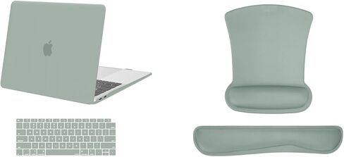 MOSISO Compatible with MacBook Air 13 inch Case 2022 2021 2020 2019 2018 Release A2337 M1 A2179 A1932, Wrist Rest Support for Mouse Pad & Keyboard Set&Hard Shell& Keyboard Cover Skin, Antique Green in Saudi Arabia