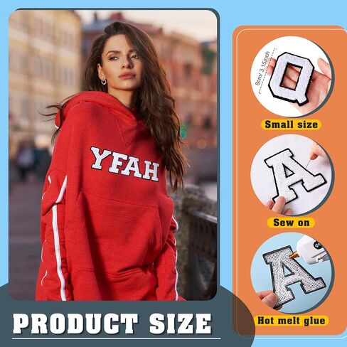 Jutom 156 Pieces Chenille Letter Patches Iron on Bulk Large 3.2 h x 2.4 w College Letters Patches Clothing Embroidered Trimmed Preppy Alphabet for Letterman Jackets Jeans (Black White Combination) in Saudi Arabia