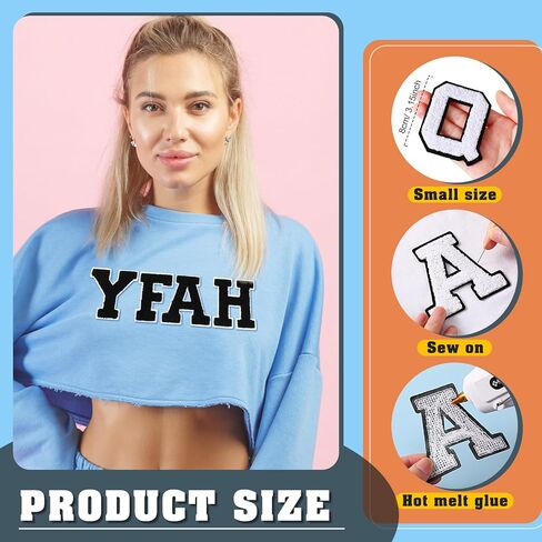 Jutom 156 Pieces Chenille Letter Patches Iron on Bulk Large 3.2 h x 2.4 w College Letters Patches Clothing Embroidered Trimmed Preppy Alphabet for Letterman Jackets Jeans (Black White Combination) in Saudi Arabia