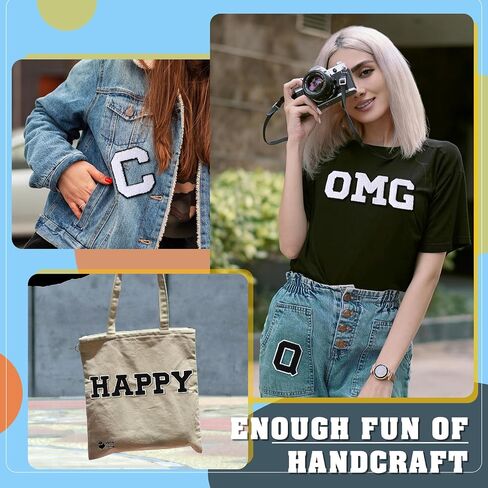 Jutom 156 Pieces Chenille Letter Patches Iron on Bulk Large 3.2 h x 2.4 w College Letters Patches Clothing Embroidered Trimmed Preppy Alphabet for Letterman Jackets Jeans (Black White Combination) in Saudi Arabia