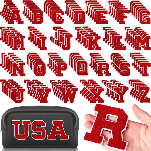 Jutom 156 Pieces Chenille Letter Patches Iron on Bulk Large 3.2 h x 2.4 w College Letters Patches Clothing Embroidered Trimmed Preppy Alphabet for Letterman Jackets Jeans (Black White Combination) in Saudi Arabia