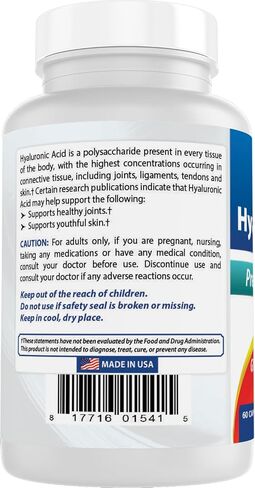 Best Naturals Hyaluronic Acid 100 mg 120 Capsules - Support Healthy Joints and Youthful Skin (859375002702) in Saudi Arabia