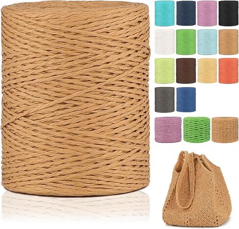 رافيا خيوط لارشيت رافيا شريط للاختراق 2 مم × 328 ياردة raffiastring شريط الشريط الغزل حبل Rafiagrass ل DIY Sun Hat Beach Bag Bag Crachet in Kuwait