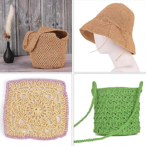 رافيا خيوط لارشيت رافيا شريط للاختراق 2 مم × 328 ياردة raffiastring شريط الشريط الغزل حبل Rafiagrass ل DIY Sun Hat Beach Bag Bag Crachet in Kuwait