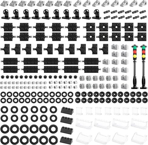 248pcs Wheels and Axles Sets, Classic Car Parts and Pieces, Tires Accessories Building Bulks - Compatible with Lego and All Major Brands in Saudi Arabia