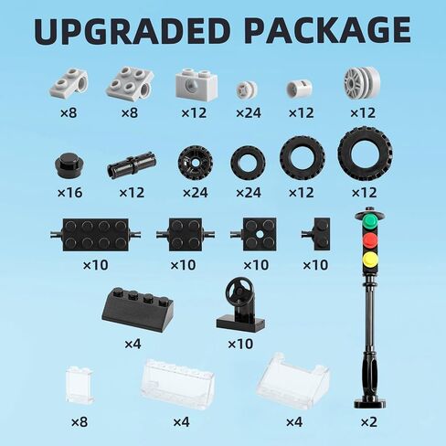 248pcs Wheels and Axles Sets, Classic Car Parts and Pieces, Tires Accessories Building Bulks - Compatible with Lego and All Major Brands in Saudi Arabia