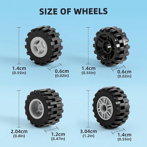 248pcs Wheels and Axles Sets, Classic Car Parts and Pieces, Tires Accessories Building Bulks - Compatible with Lego and All Major Brands in Saudi Arabia