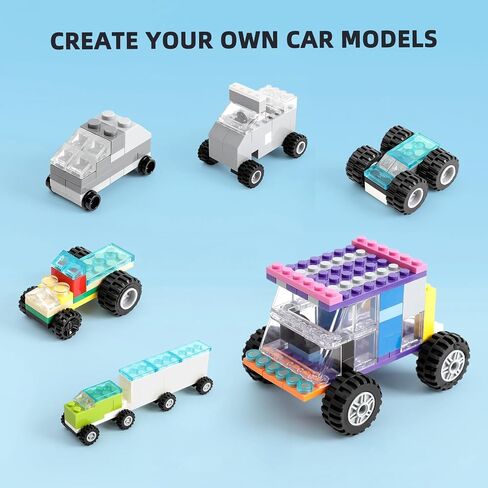 248pcs Wheels and Axles Sets, Classic Car Parts and Pieces, Tires Accessories Building Bulks - Compatible with Lego and All Major Brands in Saudi Arabia