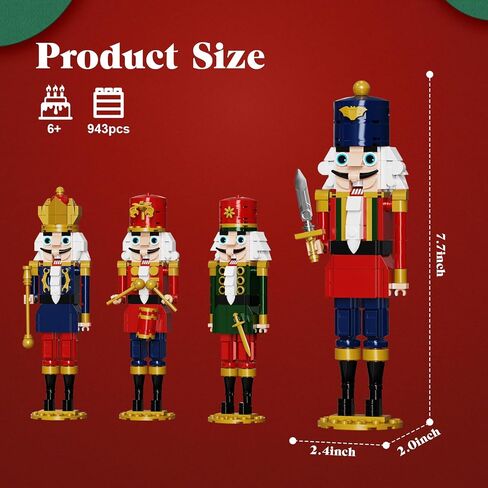 Christmas Nutcracker Building Kits, Xmas Nutcracker King and Soldier Sets, Contains Kings, Drummers, Guards, Swordsmen, Compatible for Lego, Collectible Model (943 PCS) in Saudi Arabia