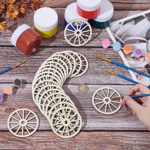 Olycraft 16pcs عجلة خشب غير مكتملة 3.9 بوصة شرائح فارغة 2.5 مم قطار سميكة عجلة خشبية قطع خشبية شرائح فارغة غير مكتملة للطلاء الرسم الحرف الزخرفية الحزب in Saudi Arabia