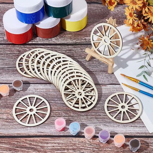 Olycraft 16pcs عجلة خشب غير مكتملة 3.9 بوصة شرائح فارغة 2.5 مم قطار سميكة عجلة خشبية قطع خشبية شرائح فارغة غير مكتملة للطلاء الرسم الحرف الزخرفية الحزب in Saudi Arabia