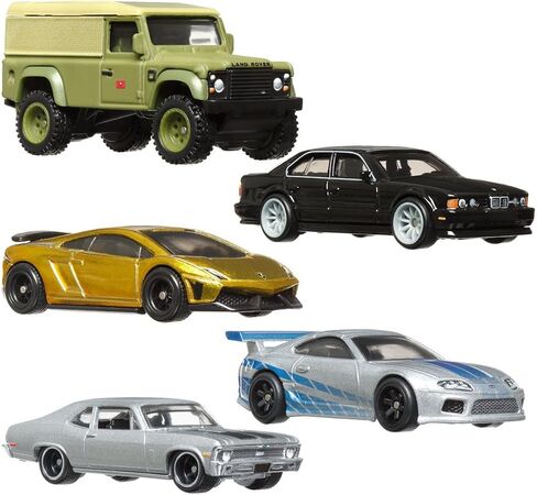 Hot Wheels 2023 Fast & Furious Premium 5 - Pack (HNW46‑956D) | Toyota Supra ، Land Rover Defender ، Chevy Nova SS ، BMW M5 & Lamborghini Gallardo | 1:64 حزمة مركبة أفلام مقطوعة in Saudi Arabia