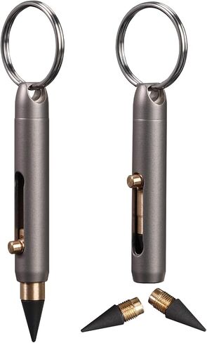 Mini Titanium Alloy Infinity Pencil ، أداة كتابة غير مجدية مع طرف الجرافيت ، بطول 2.32 بوصة مفتوح ، 2 نقاط احتياطية ، تصميم سلسلة المفاتيح in Kuwait