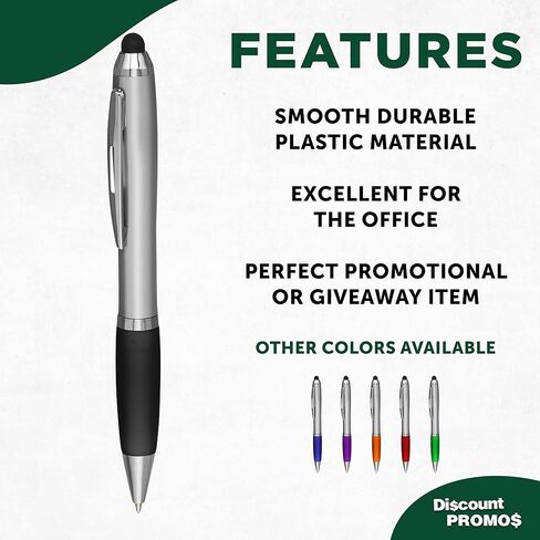 خصم Promos Custom Stylus Ballpoins مجموعة من 10 ، حزمة كبيرة مخصصة - الحبر الأسود ، رائع للمكتب ، المدرسة ، الأعمال ، العروض التجارية ، الأحداث - الأزرق in Kuwait