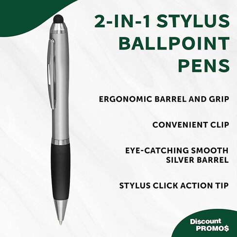 خصم Promos Custom Stylus Ballpoins مجموعة من 10 ، حزمة كبيرة مخصصة - الحبر الأسود ، رائع للمكتب ، المدرسة ، الأعمال ، العروض التجارية ، الأحداث - الأزرق in Kuwait