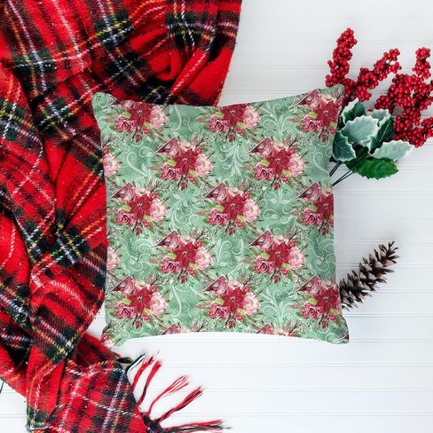 12 Pcs Poinsettia Flower Cotton Fabric Bundles 18 x 22 Inch Floral Pine Branches Christmas Fat Quarters Watercolor Sewing Fabrics for Spring Summer Xmas Winter DIY Craft Party Decor in Saudi Arabia