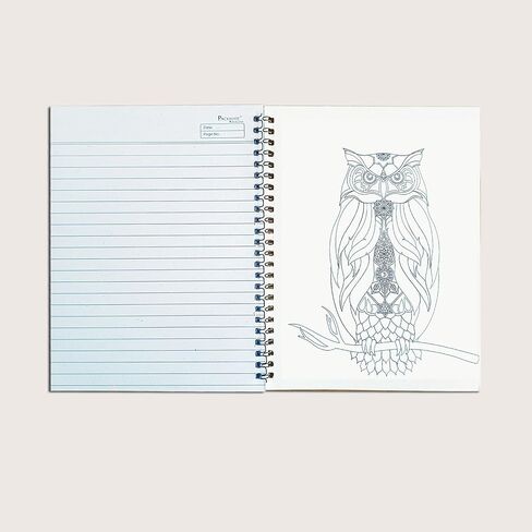 Packmate Zentangle Art, Owl Design, Spiral Notebook, (Pack of 3), Unbleached Chemical free Recycled Paper, Sustainable Product in Saudi Arabia