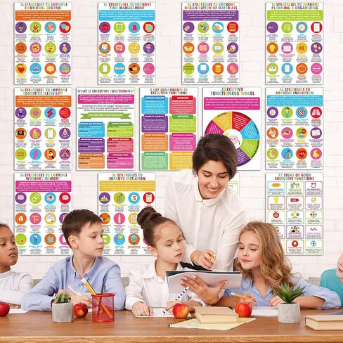 GISGFIM 13 PCS ملصقات الصحة العقلية ملصقات اضطراب فرط الحركة ونقص الانتباه ملصقات زاوية تهدئة الفصول الدراسية ديكور العاطفة مهارات المواجهة التعلم التعليمي الملصق التعليمي يجب أن يكون لدى مكتب المعالج in Kuwait