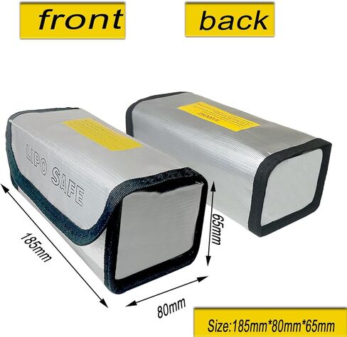 كيس مقاوم للحريق ، يمكن لتخزين بطارية Lipo حجم كيس واقية الحجم: 180 × 105 × 80 مم يمكن أن يحمل أربع بطاريات شحن ونقل آمن ، متوافق مع Lipo Battery Charger RC Drone Accessories in Kuwait