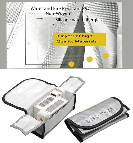 كيس مقاوم للحريق ، يمكن لتخزين بطارية Lipo حجم كيس واقية الحجم: 180 × 105 × 80 مم يمكن أن يحمل أربع بطاريات شحن ونقل آمن ، متوافق مع Lipo Battery Charger RC Drone Accessories in Kuwait