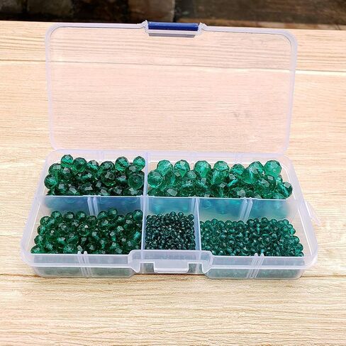 Peacock Green Rondelle Glass Beads for Jewelry Making, Faceted Briolette Crytal Spacer Beads for Bracelet Necklace Earring (2mm 4mm 6mm 8mm 10mm Mixed Sizes, 1000pcs) in Kuwait