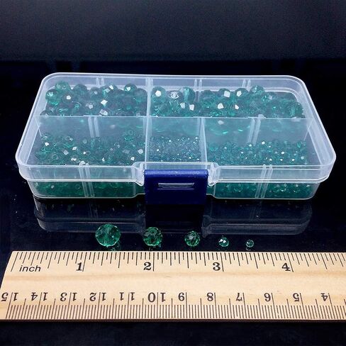 Peacock Green Rondelle Glass Beads for Jewelry Making, Faceted Briolette Crytal Spacer Beads for Bracelet Necklace Earring (2mm 4mm 6mm 8mm 10mm Mixed Sizes, 1000pcs) in Kuwait