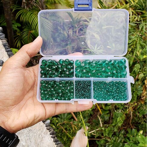 Peacock Green Rondelle Glass Beads for Jewelry Making, Faceted Briolette Crytal Spacer Beads for Bracelet Necklace Earring (2mm 4mm 6mm 8mm 10mm Mixed Sizes, 1000pcs) in Kuwait