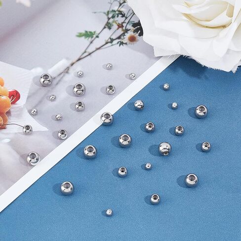 PH PandaHall 30pcs Stainless Steel Stopper Beads Slider Beads 4mm 6mm 8mm Rondelle Spacer Beads with Rubber Inside Fit Adjustable Slider Chain, Jeweley Bracelet Necklace Making in Saudi Arabia