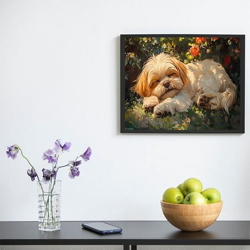 XTXGERL DIY Paint by Number Kits for Adult Beginner, Shih Tzu Dog Napping in The Sunlight, Paint by Numbers Kits for Adults, Canvas Painting Gift Kit for Modern Home Wall Decor, 40x50cm in Saudi Arabia