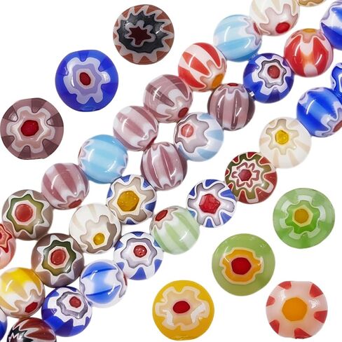 1 مربع 6 أنماط 180pcs مختلطة Millefiori المصباح المصباح المصباح يدويًا حبات زجاجية مع ثقوب متنوعة من قلب زهرة مستديرة الشكل مكعب سحر فضفاضة لمجوهرات صنع الأساور المصممة الحرفة in Kuwait