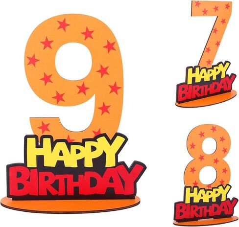 Anime Theme Birthday Number 9 Sign Centerpiece, Red Five-Pointed Star Print Wooden Table Decor with Base Creative Anime Birthday Party Decorations (Number Nine) in Saudi Arabia