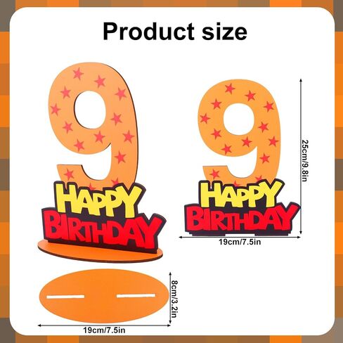 Anime Theme Birthday Number 9 Sign Centerpiece, Red Five-Pointed Star Print Wooden Table Decor with Base Creative Anime Birthday Party Decorations (Number Nine) in Saudi Arabia