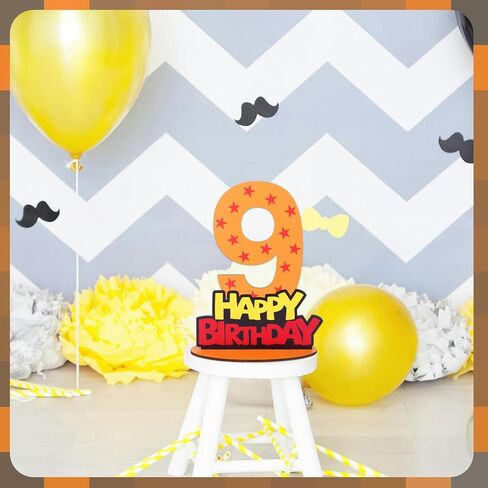 Anime Theme Birthday Number 9 Sign Centerpiece, Red Five-Pointed Star Print Wooden Table Decor with Base Creative Anime Birthday Party Decorations (Number Nine) in Saudi Arabia