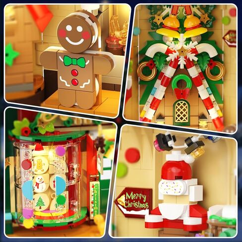 كتاب عيد الميلاد زاوية بناء مجموعة مع الأضواء ، Booknook Booknook Build Kit مع Gingerbread House Santa Xmas Tree ، منزل بناء منزل للبالغين المراهقين الفتيات الأعمار 10+ in Kuwait