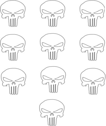 10 ملصقات صغيرة من الفينيل على شكل جمجمة شريرة، رقعة جرافيك HTV جاهزة لتطبيق النقل، ديكور الحرف اليدوية للملابس، اختيار اللون، يمكن كي أي شيء تقريبًا (أبيض) in Kuwait