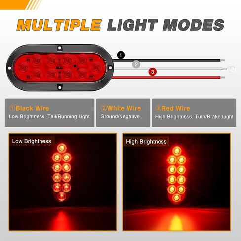 GOOACC 6 بوصة ضوء ذيل مقطورة بيضاوي 2 قطعة 10 LED أحمر إيقاف الفرامل بدوره إشارات أضواء مع مقابس حلقات تثبيت على السطح IP67 مقاومة للماء لجرار شاحنة مقطورة RV، ضمان لمدة عامين in Kuwait