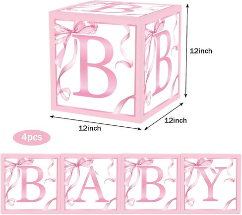 fysuimu 4pcs طفل دش رسالة مربع بوب بالون وردي بوكس ​​ألوان مائية الحزب الصناديق لصالح صناديق للاستحمام الطفل الكشف عن الزخارف in Kuwait