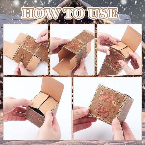 24 صناديق شمعة عيد الميلاد الصغيرة صناديق هدايا عيد الميلاد الصغيرة مع أغطية 3 × 3 × 3 بوصات صناديق شمعة عيد الميلاد. in Saudi Arabia