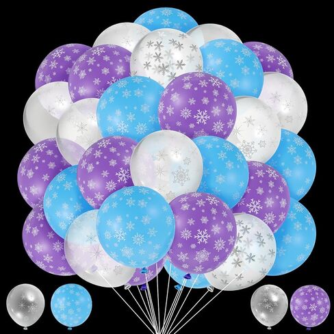 Skylety Winter Snowflake Balloons شفافة الثلج الثلج البالون بريق البالون البالون 12 بوصة البالونات اللاتكس صافية ديكورات العجائب لحفلة عيد ميلاد عيد الميلاد (مختلطة ، باستيل) in Saudi Arabia