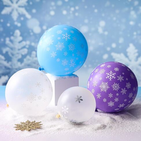 Skylety Winter Snowflake Balloons شفافة الثلج الثلج البالون بريق البالون البالون 12 بوصة البالونات اللاتكس صافية ديكورات العجائب لحفلة عيد ميلاد عيد الميلاد (مختلطة ، باستيل) in Saudi Arabia
