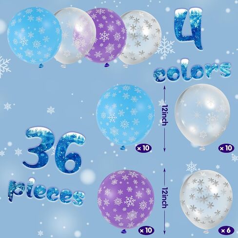 Skylety Winter Snowflake Balloons شفافة الثلج الثلج البالون بريق البالون البالون 12 بوصة البالونات اللاتكس صافية ديكورات العجائب لحفلة عيد ميلاد عيد الميلاد (مختلطة ، باستيل) in Saudi Arabia