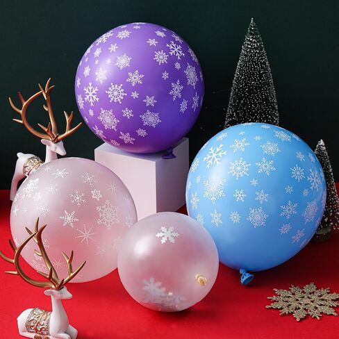 Skylety Winter Snowflake Balloons شفافة الثلج الثلج البالون بريق البالون البالون 12 بوصة البالونات اللاتكس صافية ديكورات العجائب لحفلة عيد ميلاد عيد الميلاد (مختلطة ، باستيل) in Saudi Arabia