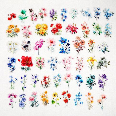 100 PCS Flower Scrapbook Stickers ، Pre Cut Scrapbooks Sticks Natural Flower Stickers للمجلة اللصقات المائية المائية. in Kuwait