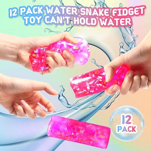 12 PCS Water Snake Toys Toys Water Wiggler لا يمكن أن يحمل خدعة حداثة Slippery Snake Wiggler Tube Tube Sensory for Home School Party Gownoy Gifts (Light Color) in Saudi Arabia