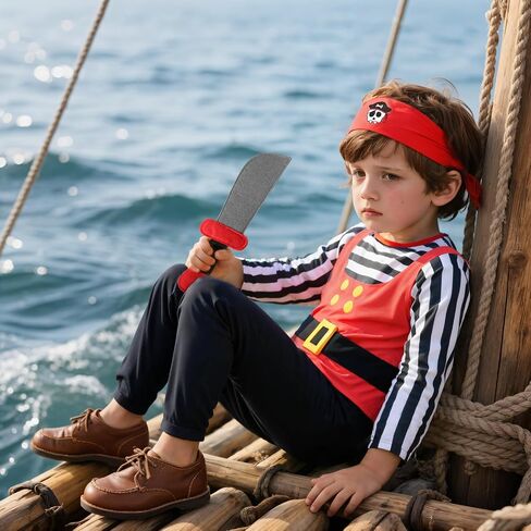 VZQI Pirate Costume Kids Toddlers and Boys Girls with Pirate Accessories Cosplay Dress Up Set for Halloween in Kuwait
