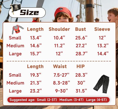 VZQI Pirate Costume Kids Toddlers and Boys Girls with Pirate Accessories Cosplay Dress Up Set for Halloween in Kuwait