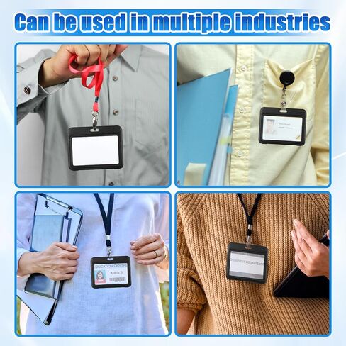 3 Pack Horizontal Id Badge Holder, Double-Sided Transparent Windows Horizontal Hard Black Plastic Case Waterproof Card Holder, Waterproof Name Tags Holders for Proximity Key Card Office School in Saudi Arabia