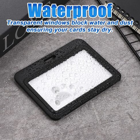 3 Pack Horizontal Id Badge Holder, Double-Sided Transparent Windows Horizontal Hard Black Plastic Case Waterproof Card Holder, Waterproof Name Tags Holders for Proximity Key Card Office School in Saudi Arabia