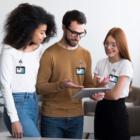 3 Pack Horizontal Id Badge Holder, Double-Sided Transparent Windows Horizontal Hard Black Plastic Case Waterproof Card Holder, Waterproof Name Tags Holders for Proximity Key Card Office School in Saudi Arabia